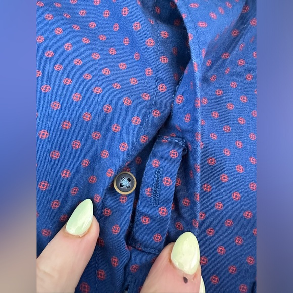 Johnnie-O Men’s Blue w/Red Geometric Pattern Cotton Long Sleeve Button Down - Picture 4 of 10